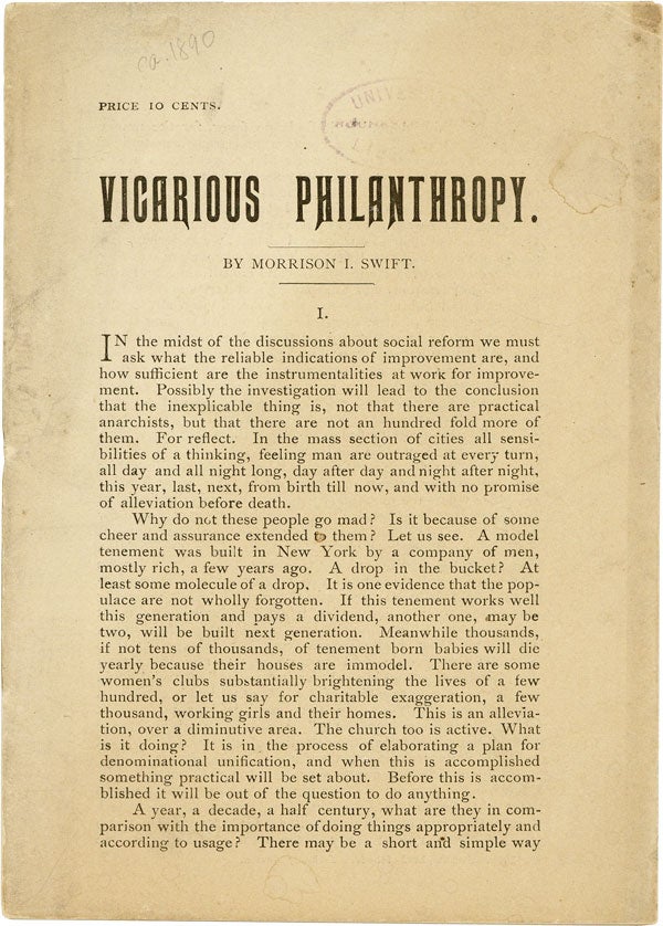 Item #11283] Vicarious Philanthropy. ANARCHISTS, I W. W