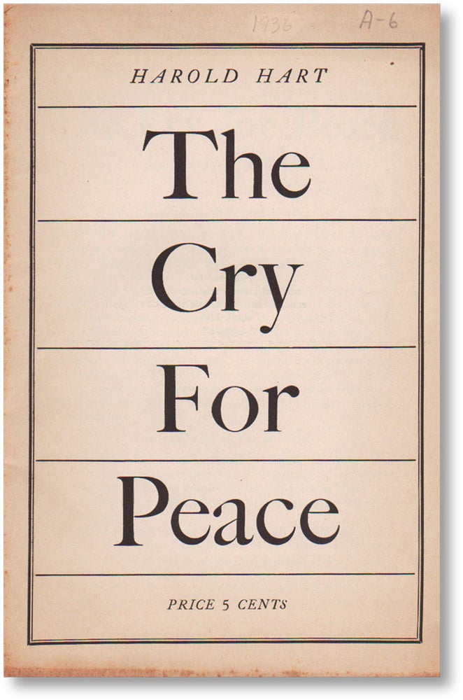 Item #14121] The Cry for Peace. CPUSA, Harold HART