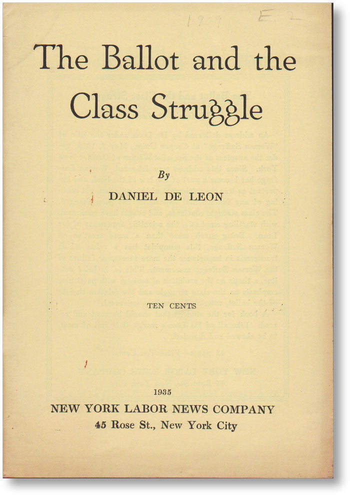 Item #14122] The Ballot and the Class Struggle. SLP, Daniel DE LEON