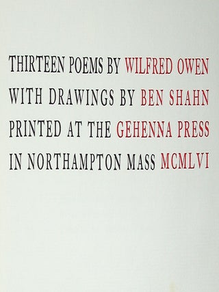 Thirteen Poems by Wilfred Owen With Drawings by Ben Shahn
