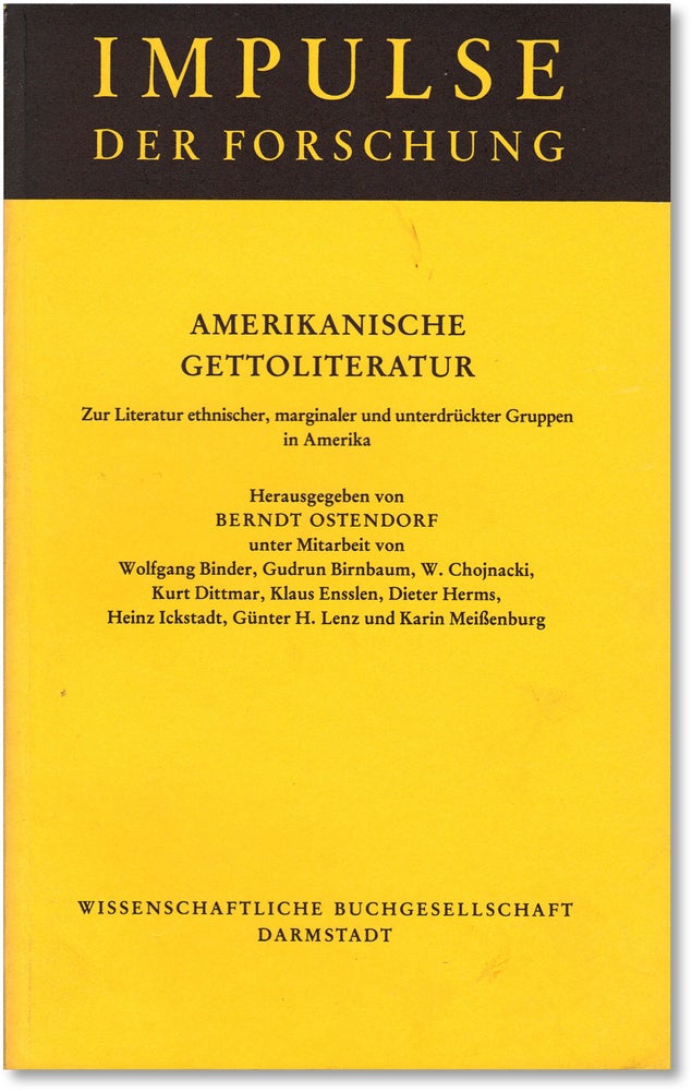 Item #16106] Amerikanische Gettoliteratur. Zur Literatur ethnischer, marginaler und...