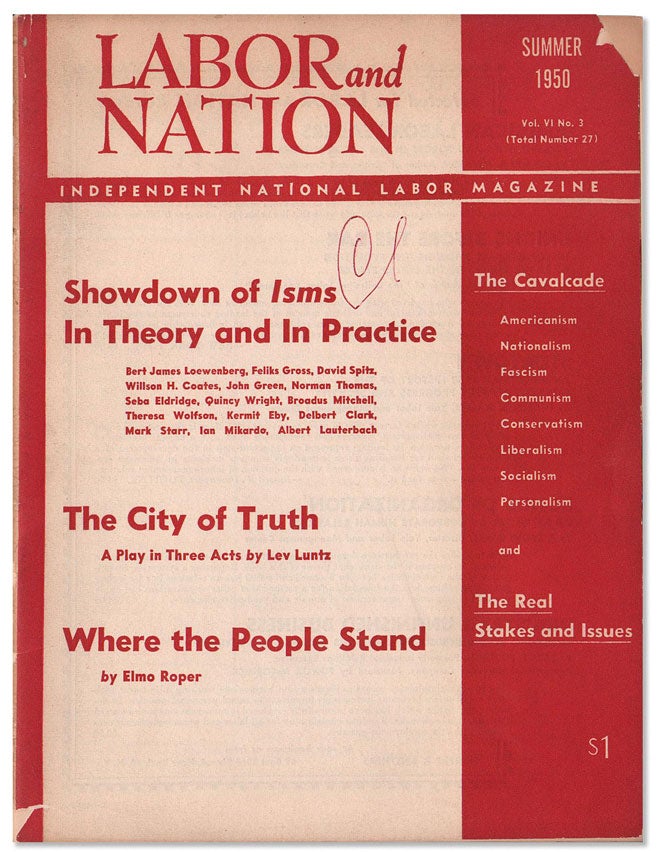 Item #16680] Labor and Nation Vol. VI, No. 3 (Summer 1950). LABOR PERIODICALS, J. B. S. HARDMAN,...