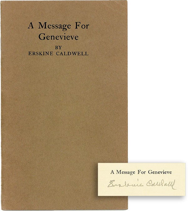 A Message For Genevieve [Limited Edition, Signed. Erskine CALDWELL, Alfred MORANG, story, illustration.