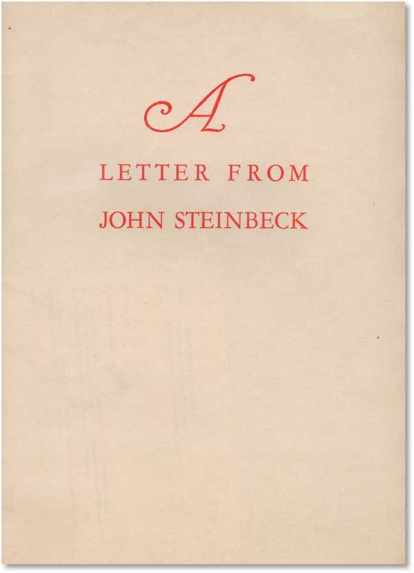 Item #18979] A Letter From John Steinbeck. John STEINBECK