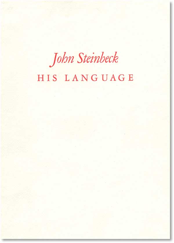 Item #18983] John Steinbeck: His Language. John STEINBECK