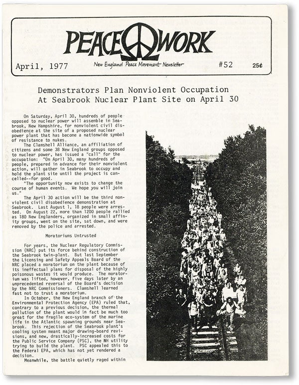 [Item #19012] Peacework: New England Peace Movement Newsletter #52 (April, 1977). A F. S. C.