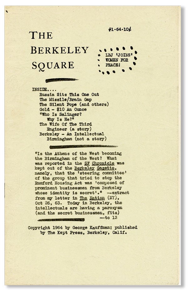 Item #19027] The Berkeley Square - No. 1 (1964). VIETNAM WAR, ed, auth