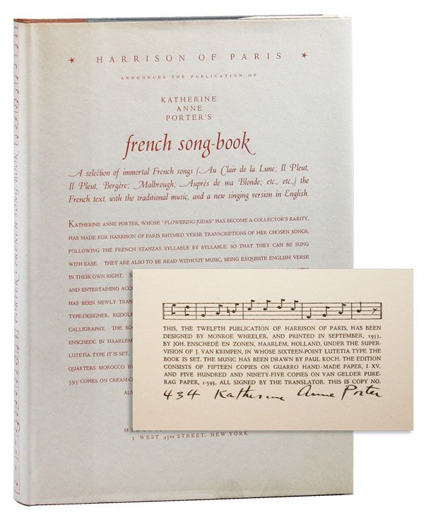 Item #23208] Katherine Anne Porter's French Song-Book [Limited Edition, Signed]. Katherine Anne...