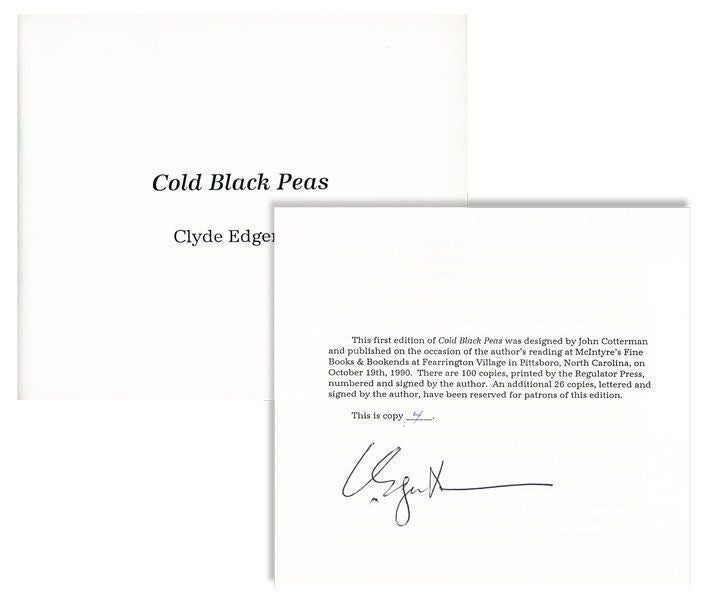 Item #24212] Cold Black Peas [Limited Edition, Signed]. Clyde EDGERTON