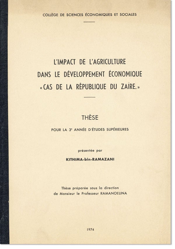 Item #24959] L'Impact de l'Agriculture dans le Développement Économique "Cas de la République...