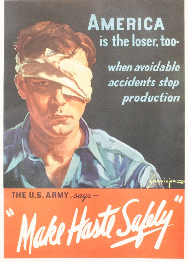 Item #25228] Poster: "AMERICA is the loser, too - when avoidable accidents stop production / The...