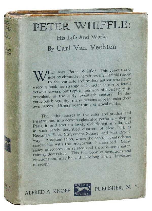 Item #25481] Peter Whiffle: His Life and Works. Carl VAN VECHTEN
