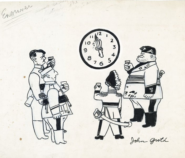 Item #26179] Original cartoon illustration, Untitled, ca 1940. John GROTH