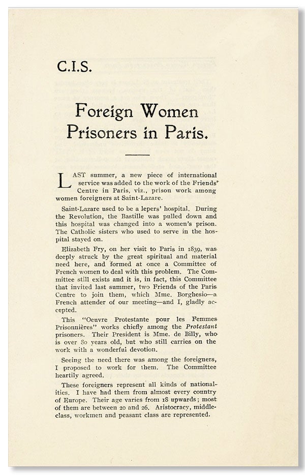 Item #26813] Foreign Women Prisoners in Paris [drop title]. Gerda KAPPENBURG