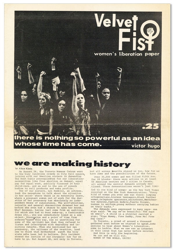 Item #26821] Velvet Fist: Women's Liberation Paper. Vol I, no 1 - Vol 2, no 3 (Sept. 1970 - April...