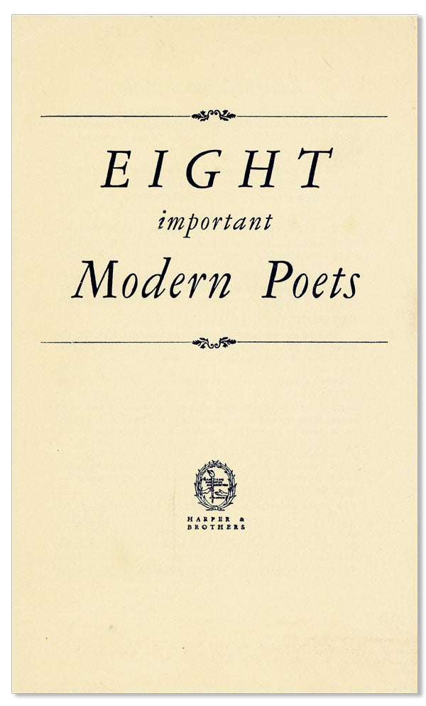 Item #27076] Eight Important Modern Poets. HARPER, BROTHERS
