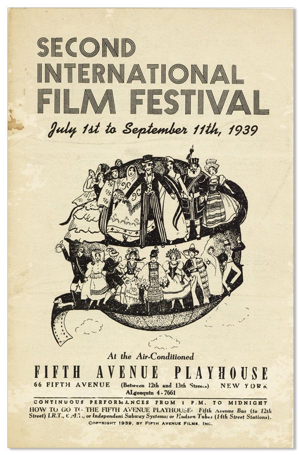 Item #27154] Second International Film Festival, July 1st to September 11th, 1939. FIFTH AVENUE...