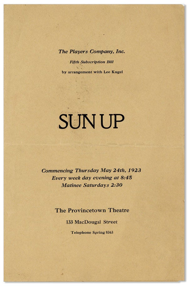 Item #27173] [Playbill] Sun Up. Commencing Thursday May 24th, 1923, every week day evening at...