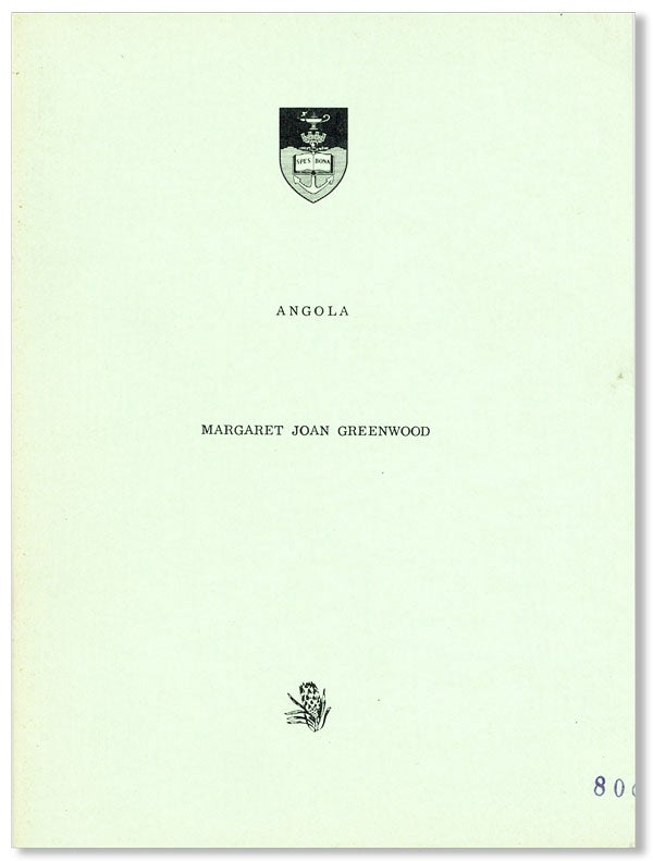 Item #27446] Angola: A Bibliography. Margaret Joan GREENWOOD