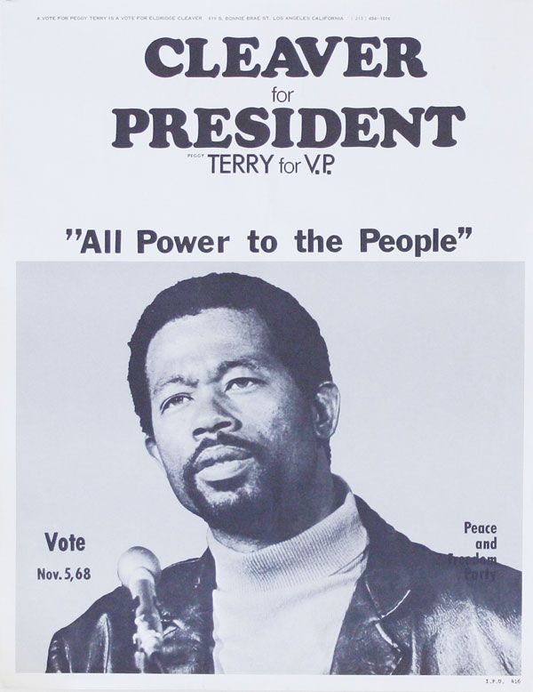 Item #27972] Poster: Cleaver for President. Peggy Terry for V.P. "All Power to the People"...