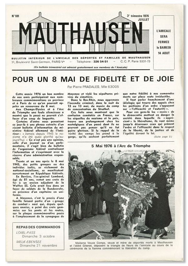 Item #27999] Mauthausen: Bulletin Intérieur de l'Amicale des Déportés et Familles de...