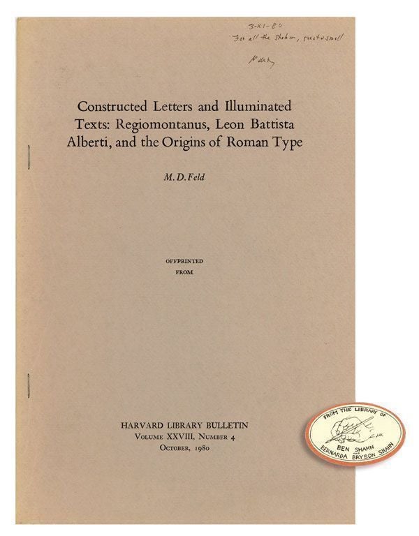 Item #28816] Constructed Letters and Illuminated Text: Regiomontanus, Leon Battista Alberti, and...