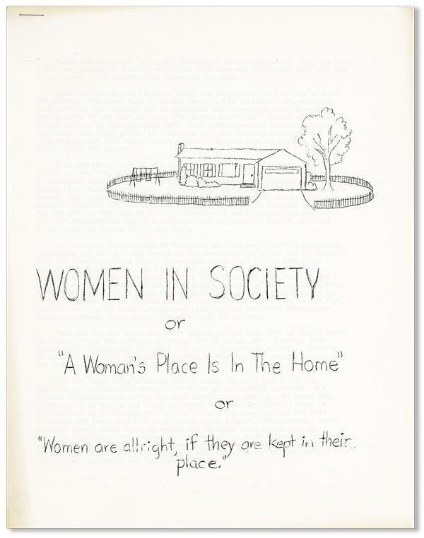 Item #29432] Women in Society, or "A Woman's Place Is in the Home," or "Women are allright [sic],...