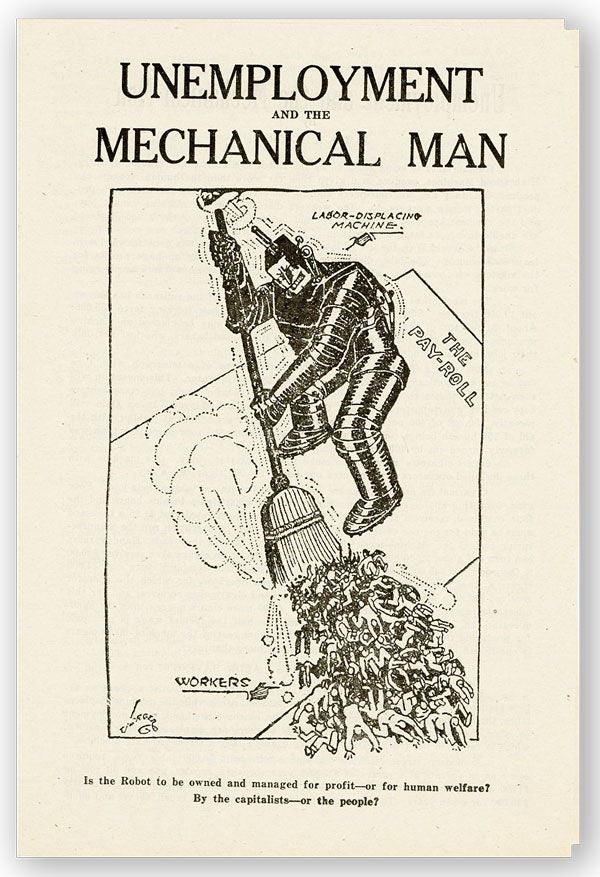 Item #29578] Unemployment and the Mechanical Man [drop title]. James H. MAURER