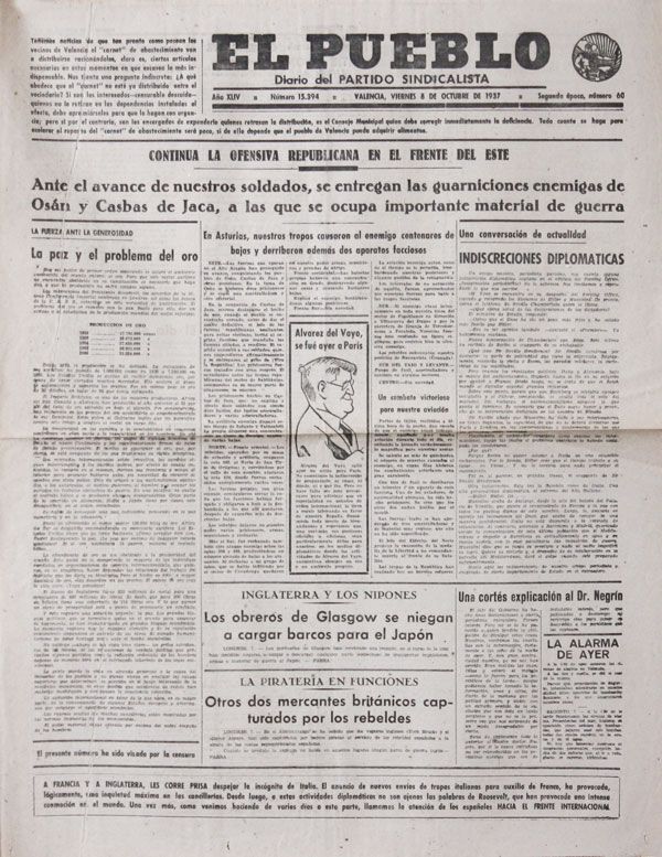 Item #30146] El Pueblo: Diario del Partido Sindicalista - Group of 6 Issues. SPANISH CIVIL WAR