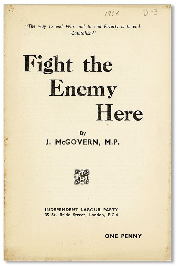 Item #31698] Fight the Enemy Here! [drop title]. J. McGOVERN