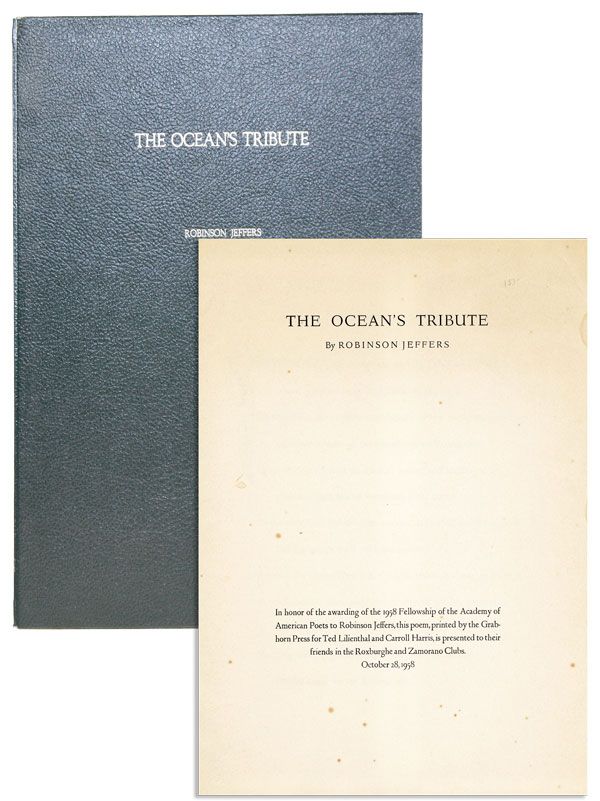 Item #32402] The Ocean's Tribute. Robinson JEFFERS