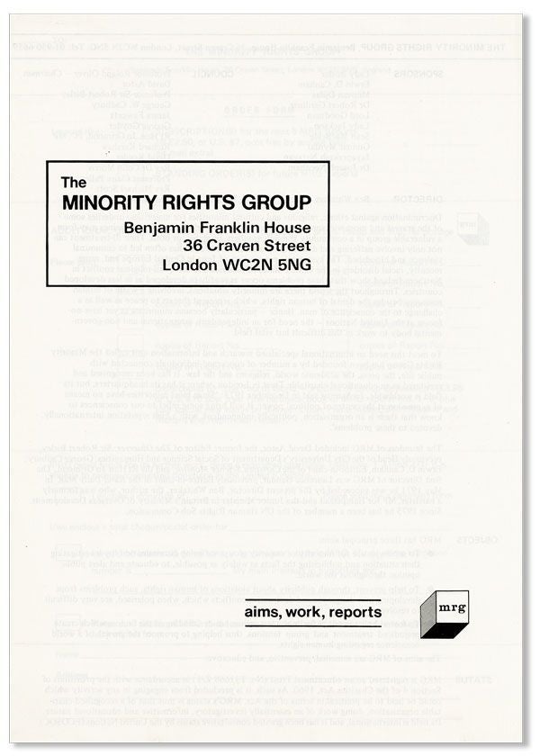 Item #32488] The Minority Rights Group [...] Aims, Work, Reports. MINORITY RIGHTS GROUP