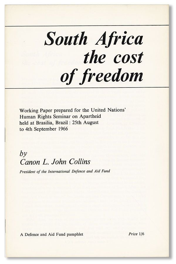 Item #34845] South Africa the cost of freedom. Working Paper prepared for the United Nations'...