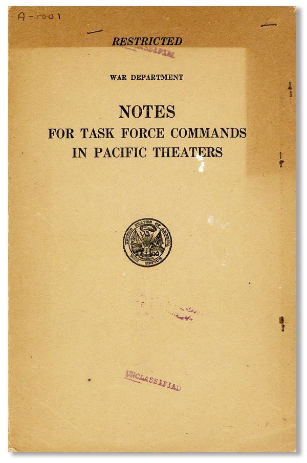 Item #35370] Notes for Task Force Commands in Pacific Theaters [cover title]. UNITED STATES WAR...