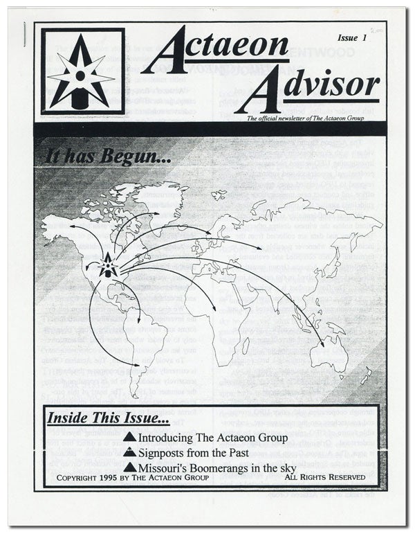 Item #38085] Actaeon Advisor: The Official Newsletter of the Actaeon Group. Issue 1. ACTAEON GROUP