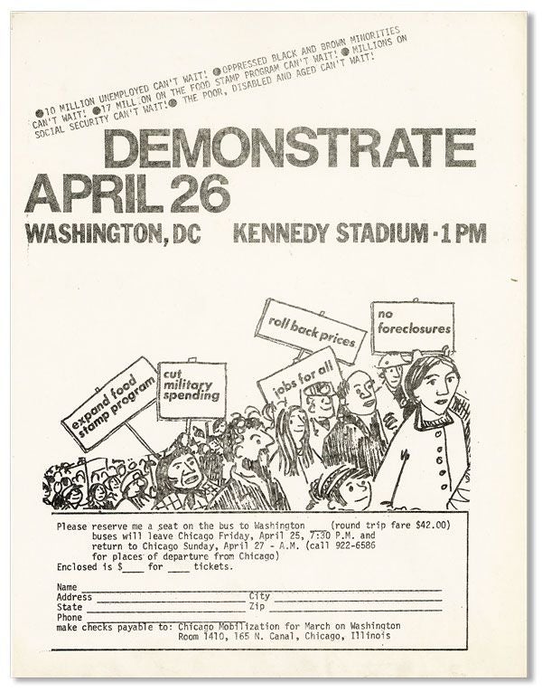 Item #38460] Demonstrate April 26 - Washington, DC - Kennedy Stadium 1 PM. CHICAGO MOBILIZATION...