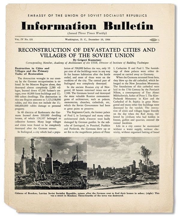 Item #40175] Information Bulletin, Vol. IV, no. 131, December 19, 1944. EMBASSY OF THE UNION OF...