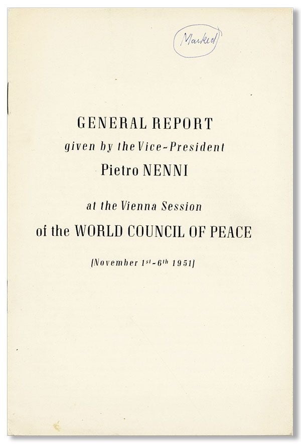 Item #40269] General Report given by the Vice-President Pietro Nenni at the Vienna Session of the...