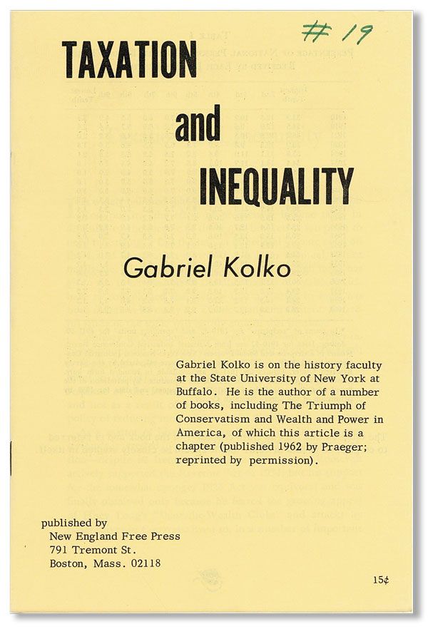 [Item #40588] Taxation and Inequality. Gabriel KOLKO.