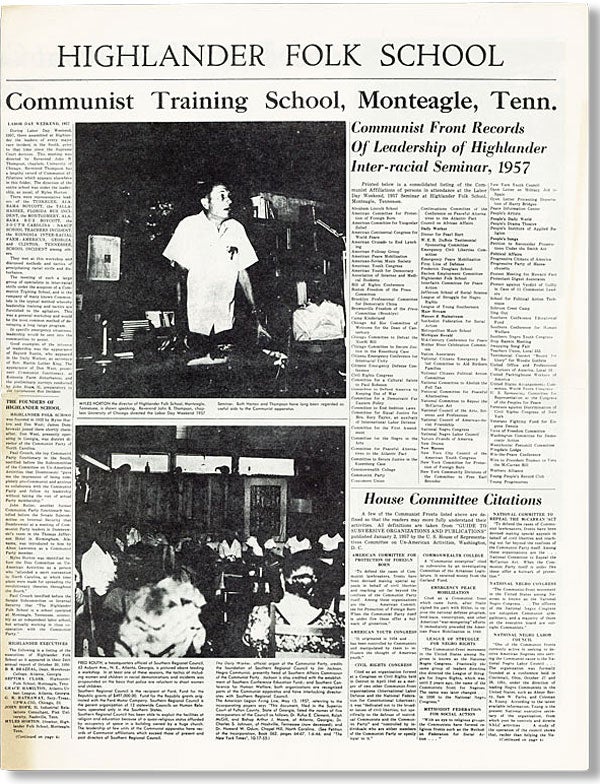 Item #41331] Highlander Folk School: Communist Training School, Monteagle, Tenn. Marvin GRIFFIN,...