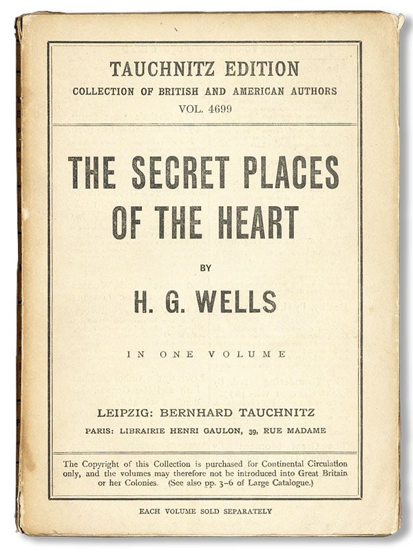 Item #41348] The Secret Places of the Heart. H. G. WELLS