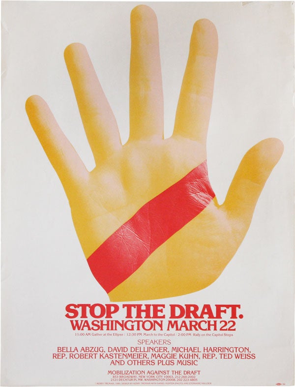 Item #41765] Stop the Draft. Washington March 22. PACIFISTS - GRAPHICS, Kerry TREMAIN,...