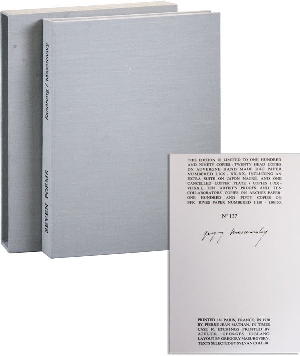 Item #41932] Seven Poems [Limited Edition, Signed]. Carl SANDBURG, Gregory MASUROVSKY, poems,...