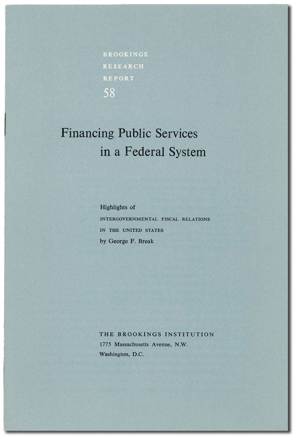 Item #42077] Financing Public Services in a Federal System: Highlights of "Intergovernmental...