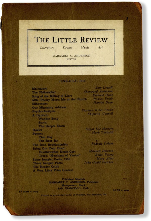 Item #42091] The Little Review - Vol.III, No.4 (June-July, 1916). Margaret ANDERSON, Edgar Lee...