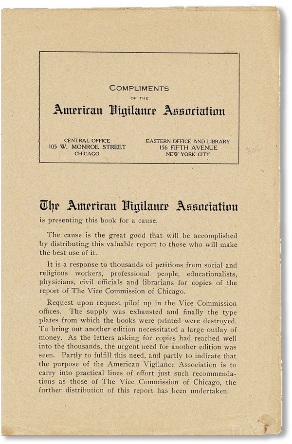 Item #42098] The American Vigilance Association [drop title]. AMERICAN VIGILANCE ASSOCIATION