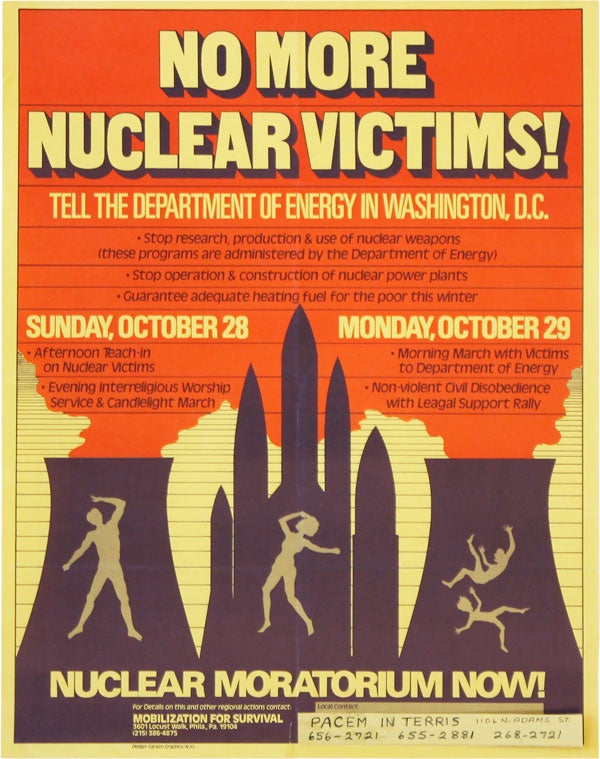 Item #43527] Poster: No More Nuclear Victims! Tell the Department of Energy in Washington, D.C. -...