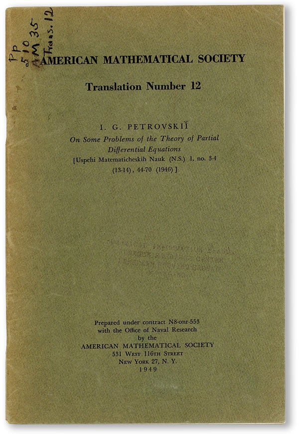 Item #44425] On Some Problems of the Theory of Partial Differential Equations [American...