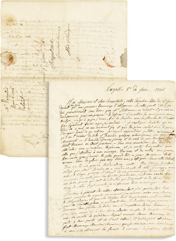 Autograph Letter, Signed, to Edmond-Charles Genet. PHYSICAL SCIENCES, Felix PASCALIS-OUVRIÈRE, LEARNED SOCIETIES.