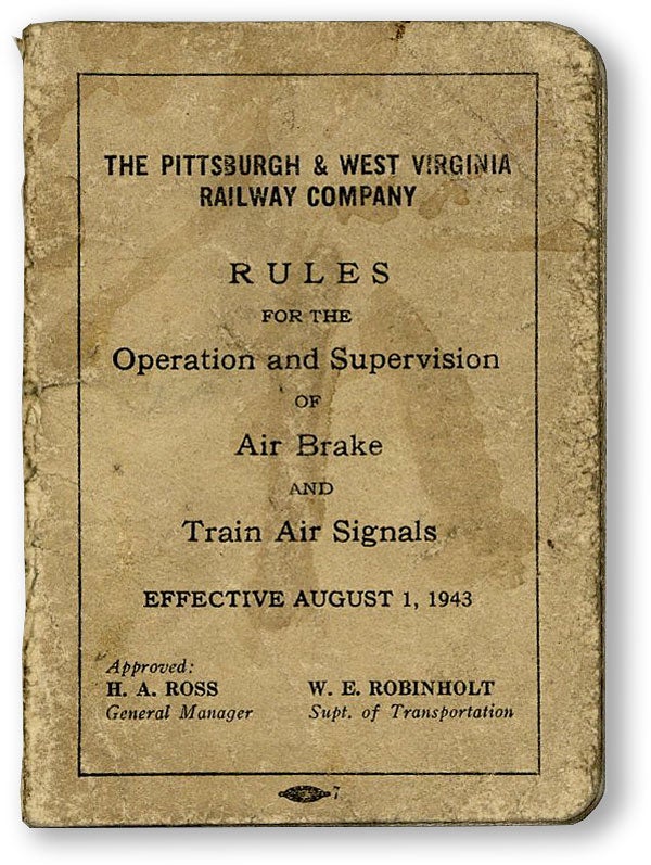 Item #45907] Rules for the Operation and Supervision of Air Brake and Train Signals. PITTSBURGH,...